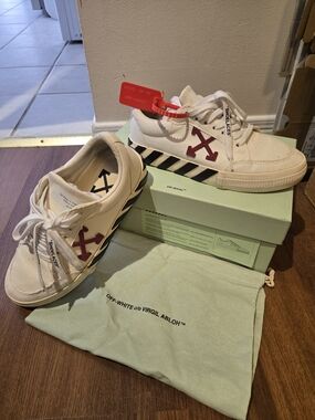 Off-White Low-Top Sneaker with White Upper and Orange Accent
